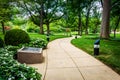 Walkway and gardens at the Mary's Garden, at the Basilica of the