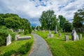 Walkway and graves at Laurel Hill Cemetery, in Philadelphia, Pennsylvania