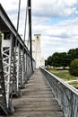 Walkway of the historic Waco Suspensio Bridge Royalty Free Stock Photo