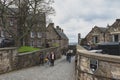Walkway inside the complex area of Edinburgh Castle, popular tourist landmark of Edinburgh, capital city of Scotland, UK