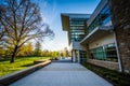 Walkway and modern buildings at Loyola University Maryland, in B