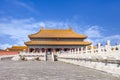 Walkway with ornate balustrade to pavilion, Palace Museum, Beijing, China Royalty Free Stock Photo