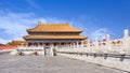 Walkway with ornate balustrade to pavilion, Palace Museum, Beijing, China Royalty Free Stock Photo