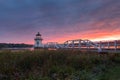 Walkway Out to Doubling Point Lighthouse at Sunset Royalty Free Stock Photo