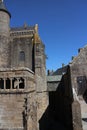 Walkway outside the monastery (abbey) of Mont Saint-Michel in France Royalty Free Stock Photo