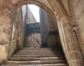 Walkway outside the monastery (abbey) of Mont Saint-Michel in France Royalty Free Stock Photo
