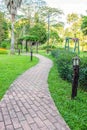 Walkway and path brick in garden Royalty Free Stock Photo