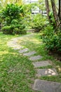 Walkway and path brick in garden Royalty Free Stock Photo