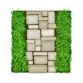 Walkway of Rectangular Cobblestones Rested on Green Lawn Grass as Landscape Design Vector Illustration