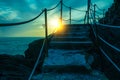 Walkway on a rock above the sea