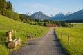 Walkway from rubi to oberstdorf, spring landscape upper bavaria