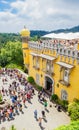 View of The walkway to the entrance of the Pena Palace, Pedro de Penaferrim, Sintra, Portugal, an UNESCO World Heritage Site Royalty Free Stock Photo