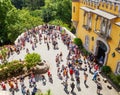 View of The walkway to the entrance of the Pena Palace, Pedro de Penaferrim, Sintra, Portugal, an UNESCO World Heritage Site Royalty Free Stock Photo