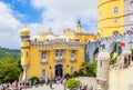 View of The walkway to the entrance of the Pena Palace, Pedro de Penaferrim, Sintra, Portugal, an UNESCO World Heritage Site Royalty Free Stock Photo