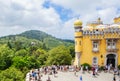 View of The walkway to the entrance of the Pena Palace, Pedro de Penaferrim, Sintra, Portugal, an UNESCO World Heritage Site Royalty Free Stock Photo