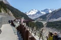 Walkway to the glass floored Columbia Icefield Skywalk in Jasper National Park, Alberta, Canada