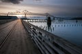 Walkway towards bridge in Astoria, Oregon.