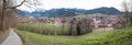 Walkway towards spa town schliersee from above, upper bavaria