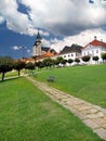 Walkway and towers of Kremnica castle Royalty Free Stock Photo