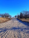Walkway view of Michigan lake in winter.