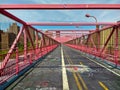 Walkway of the Williamsburg Bridge leading from Brooklyn to Manhattan. May 2018