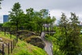 Walkways and gazebo at Fairmount Park, in Philadelphia, Pennsylvania Royalty Free Stock Photo