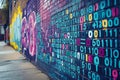 A wall adorned with an abundance of painted numbers, creating an intriguing and mathematically-themed display, A graffiti wall Royalty Free Stock Photo