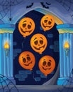 Wall alcove with Halloween balloons 1