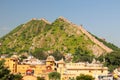 The wall beside the Amber Fort in Jaipur Royalty Free Stock Photo