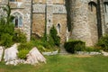 Wall of ancient castle with stairs and window Royalty Free Stock Photo