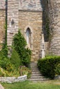 Wall of ancient castle with stairs and window Royalty Free Stock Photo