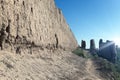 Wall of ancient fortress  on the Kyzylkum Desert Royalty Free Stock Photo