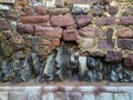 Wall of Ankara castle made of different bricks paved at different times