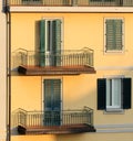 Wall of house in sunset light, Montecatini Terme - Italy