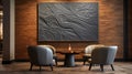 Modern Dining Room With Black Textured Wall Art