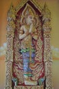 Wall art insight buddhist building wat buakwan temple nonthaburi thailand