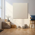 Wall art large square frame mockup display in a living room Royalty Free Stock Photo
