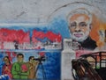 Wall art of PM Modi and media personnel