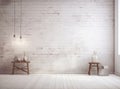 Lamp room design nobody spotlight white interior blank light old illuminated backdrop wall floor background Royalty Free Stock Photo