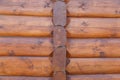 Wall background of round logs house, covered with protective impregnation. Royalty Free Stock Photo