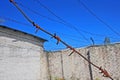 Wall with barbed wire