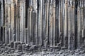 The wall of basalt columns in Studlagil canyon in Jokuldalur Valley in Iceland. Texture of a volcanic basalt rock Royalty Free Stock Photo