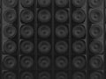 Wall of bass sub woofer sound speakers Royalty Free Stock Photo