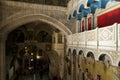 Wall behind the Stone of Anointing - The Church of the Holy Sepulchre. Jerusalem Royalty Free Stock Photo