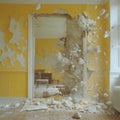 A Wall Being Knocked Down to Create an Open Floor Plan. Generative AI