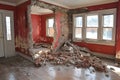 A Wall Being Knocked Down to Create an Open Floor Plan. Generative AI