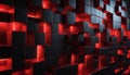 Black cubes with glowing red light background abstract Royalty Free Stock Photo