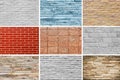 Wall blick set cement and stone background texture. Royalty Free Stock Photo