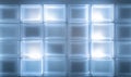 A wall of blue and white glass blocks Royalty Free Stock Photo