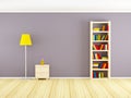 Wall with bookcase and nightstand Royalty Free Stock Photo